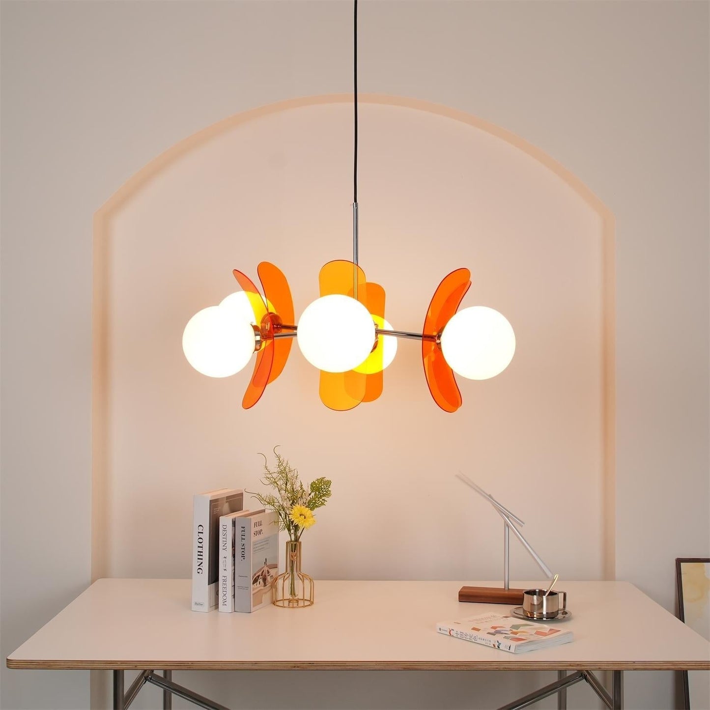 Phosphorescent Glass Arm Chandelier