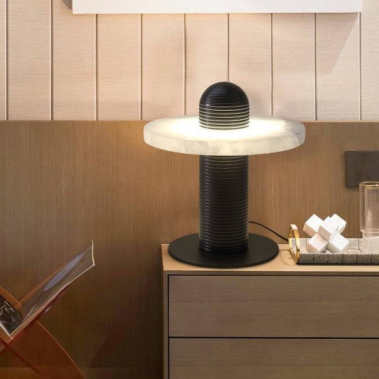 Alabaster Comet Sculpted Table Lamp