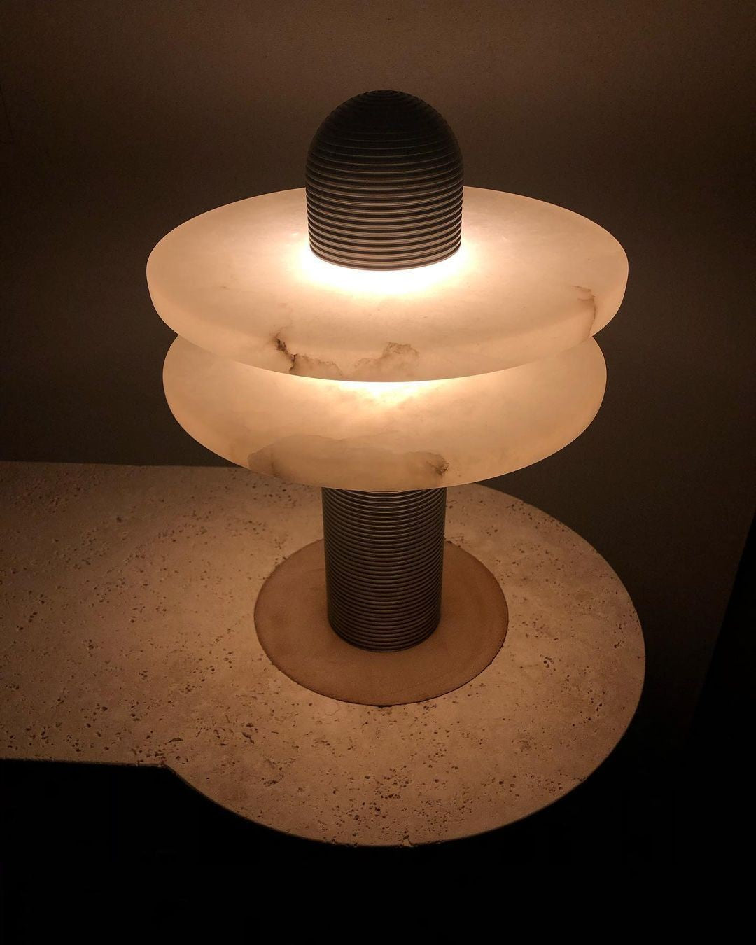 Alabaster Comet Sculpted Table Lamp