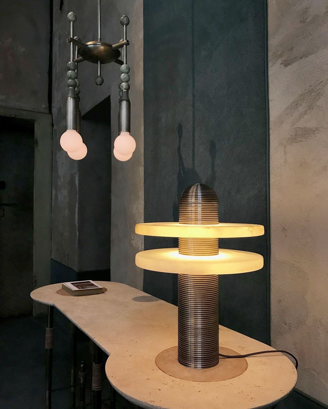 Alabaster Comet Sculpted Table Lamp