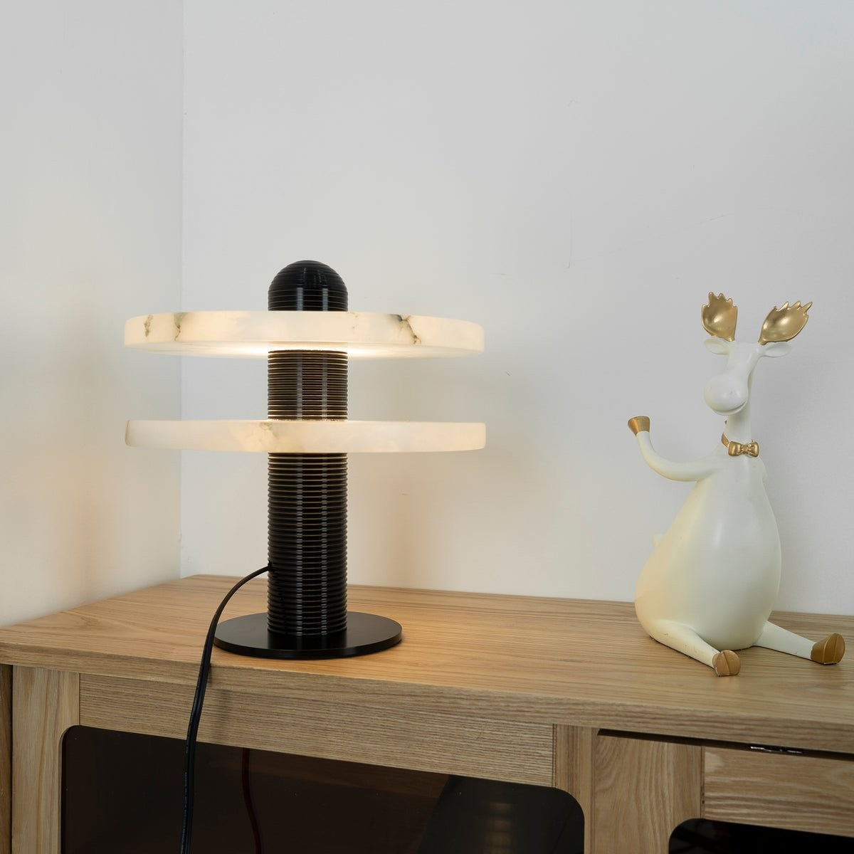 Alabaster Comet Sculpted Table Lamp