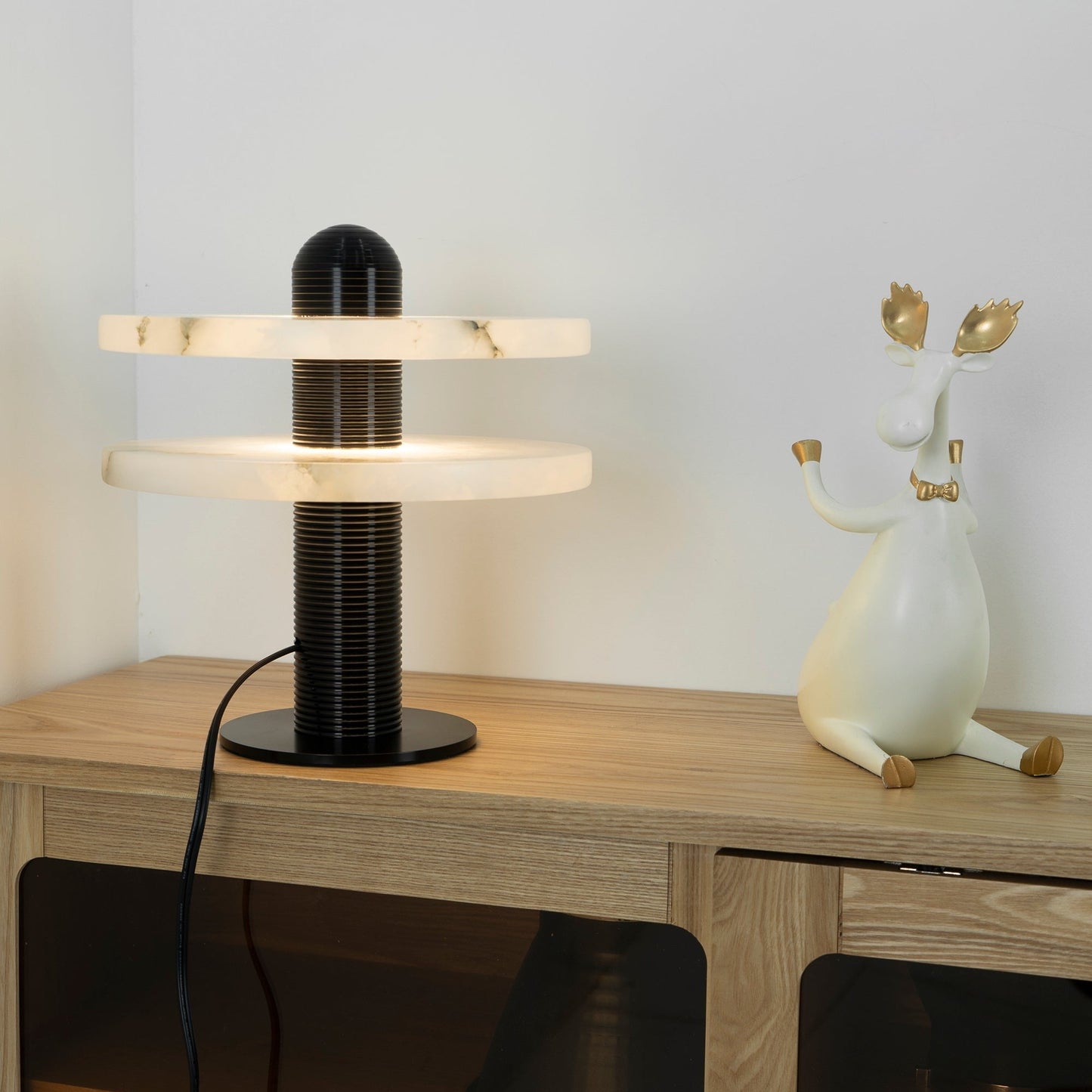 Alabaster Comet Sculpted Table Lamp
