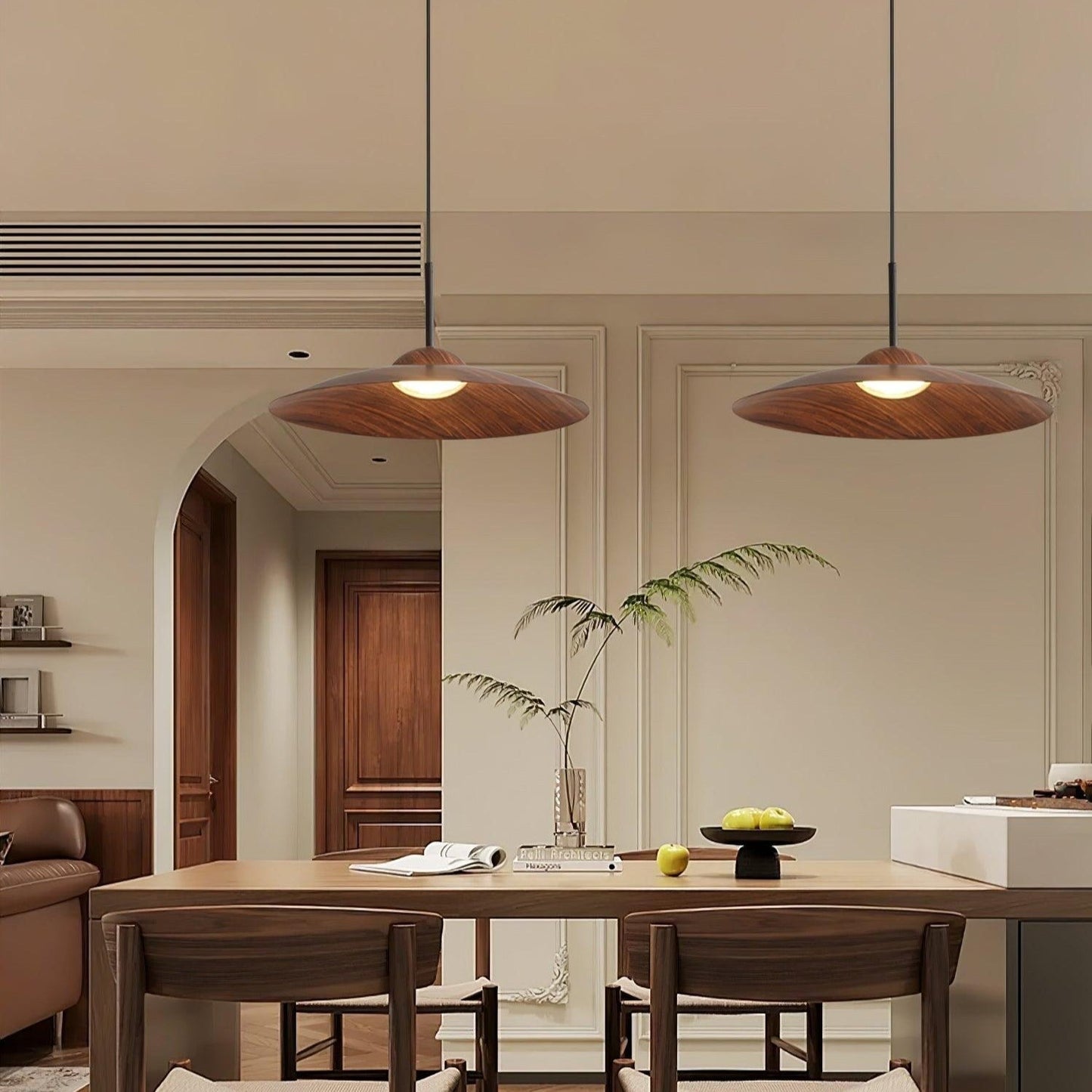 Arcadian Walnut Dome Pendant Light
