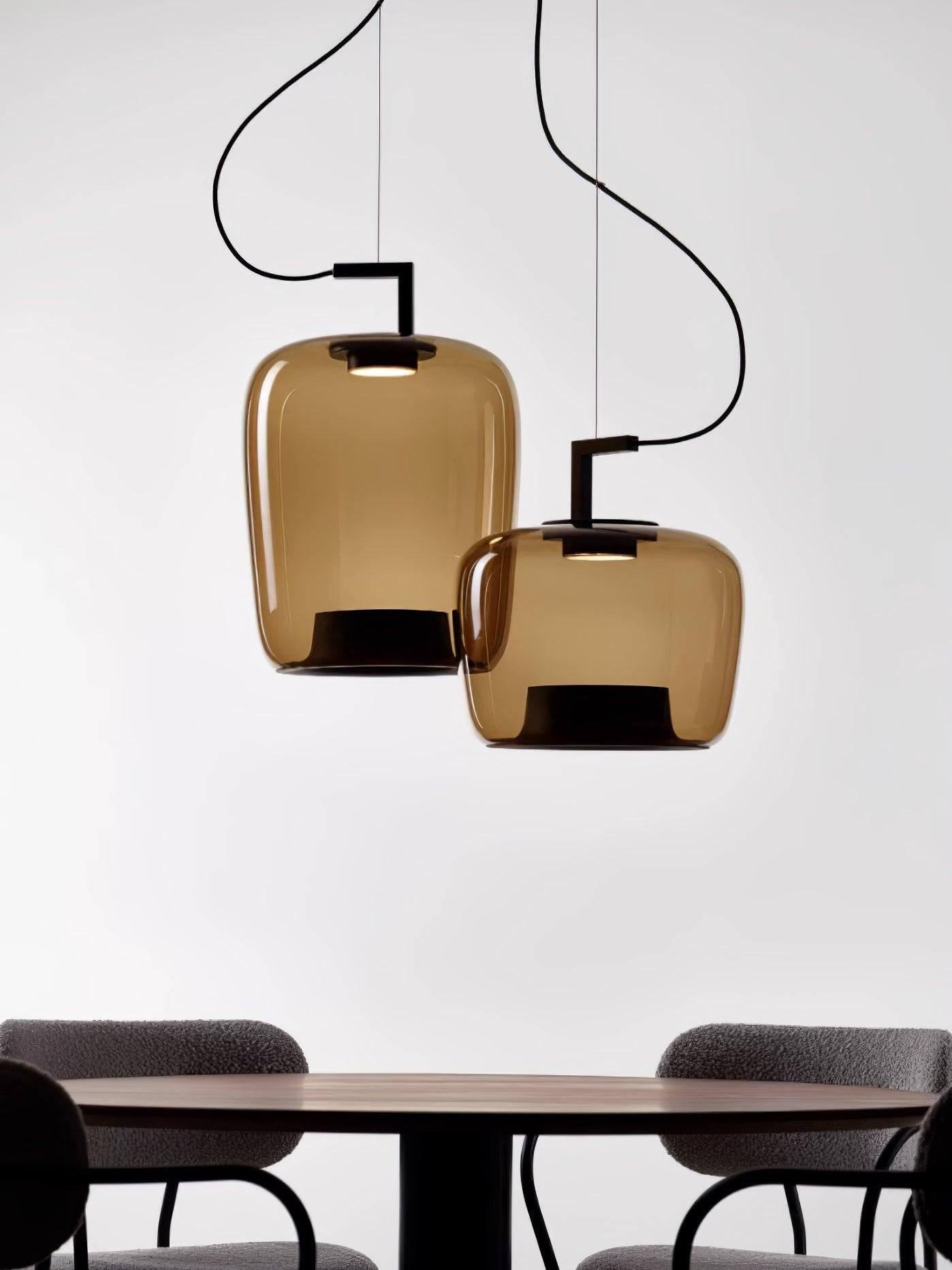 Doppelte Sculptural Glass Pendant Light