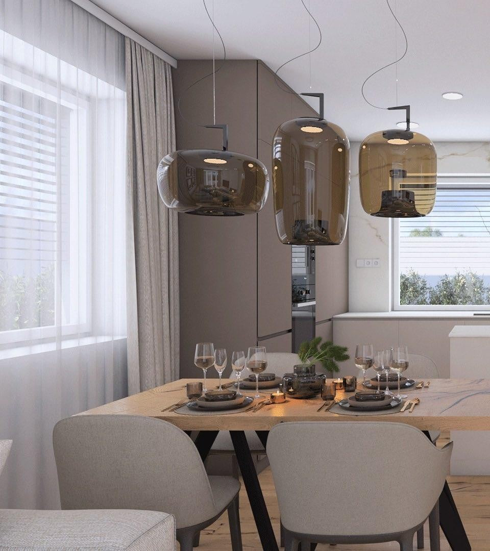 Doppelte Sculptural Glass Pendant Light