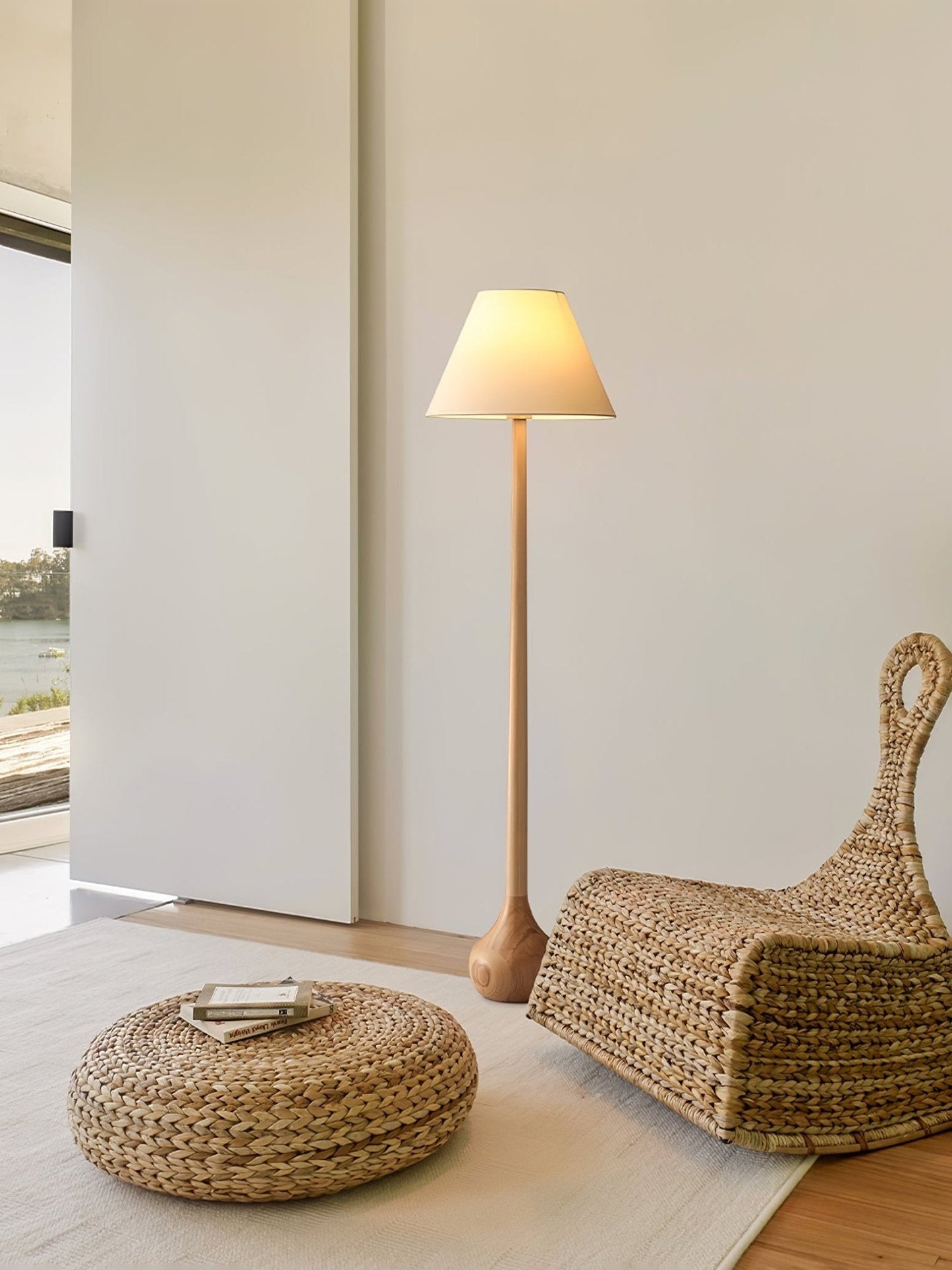 Final Strike Sculpted Wood Floor Lamp