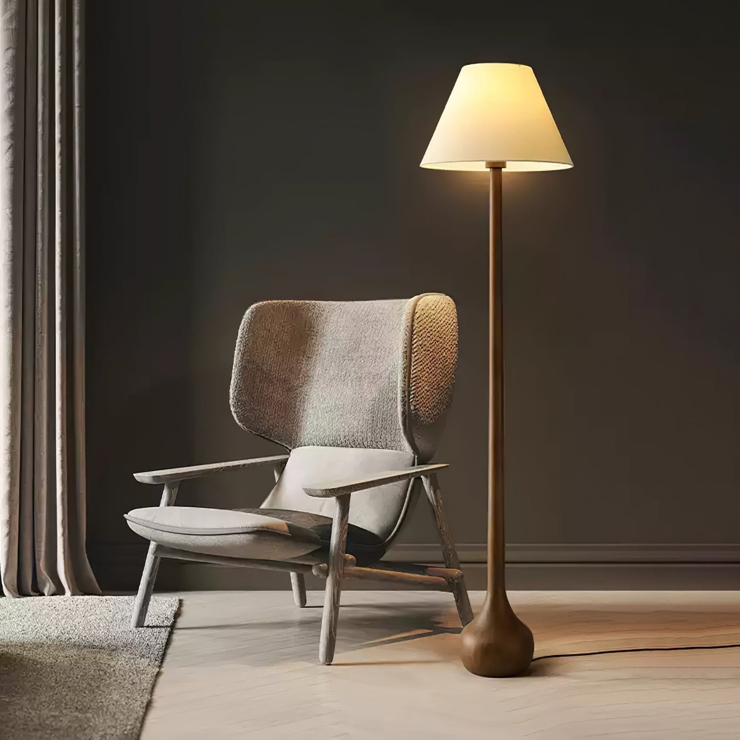 Final Strike Sculpted Wood Floor Lamp