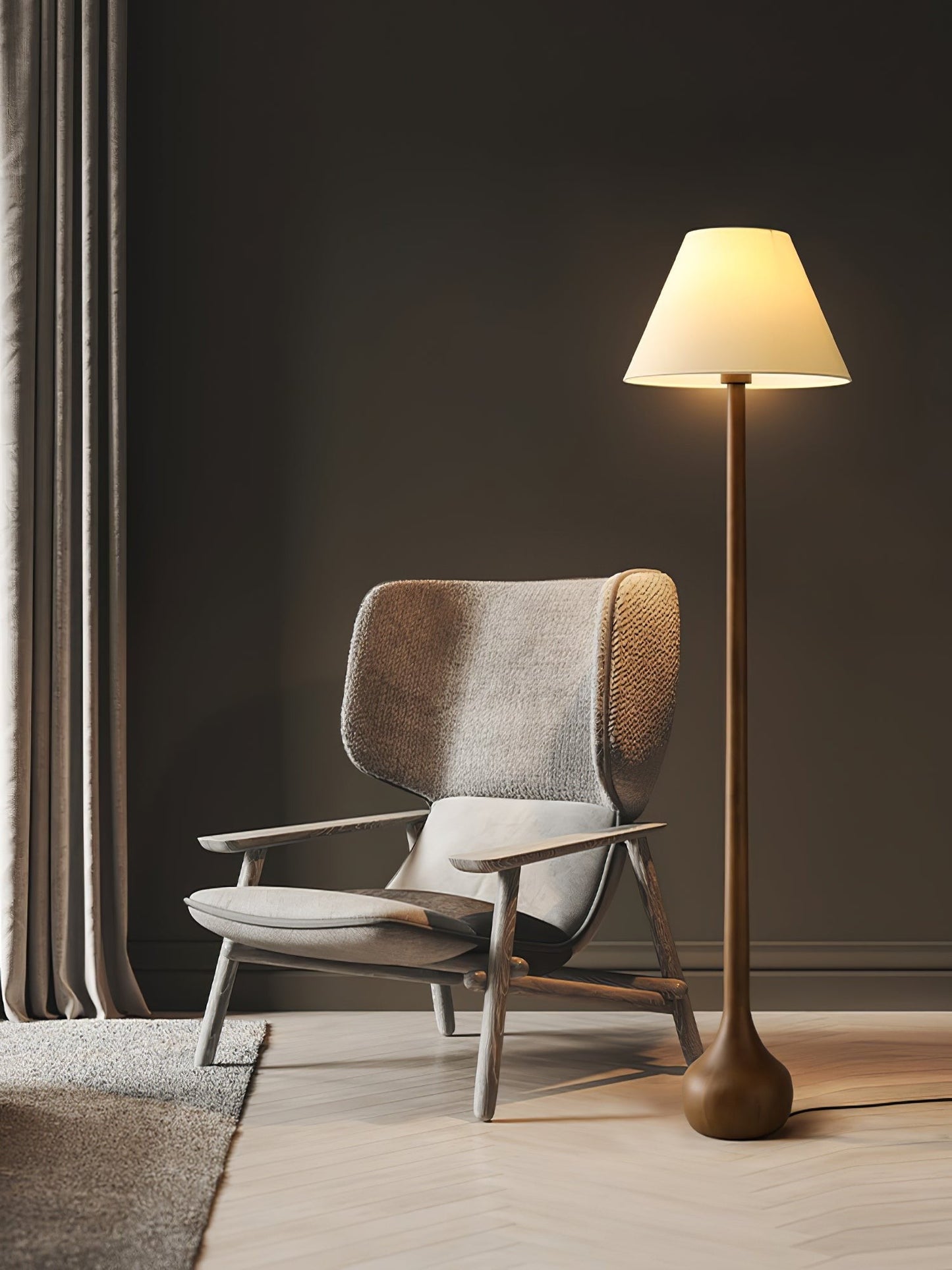 Final Strike Sculpted Wood Floor Lamp