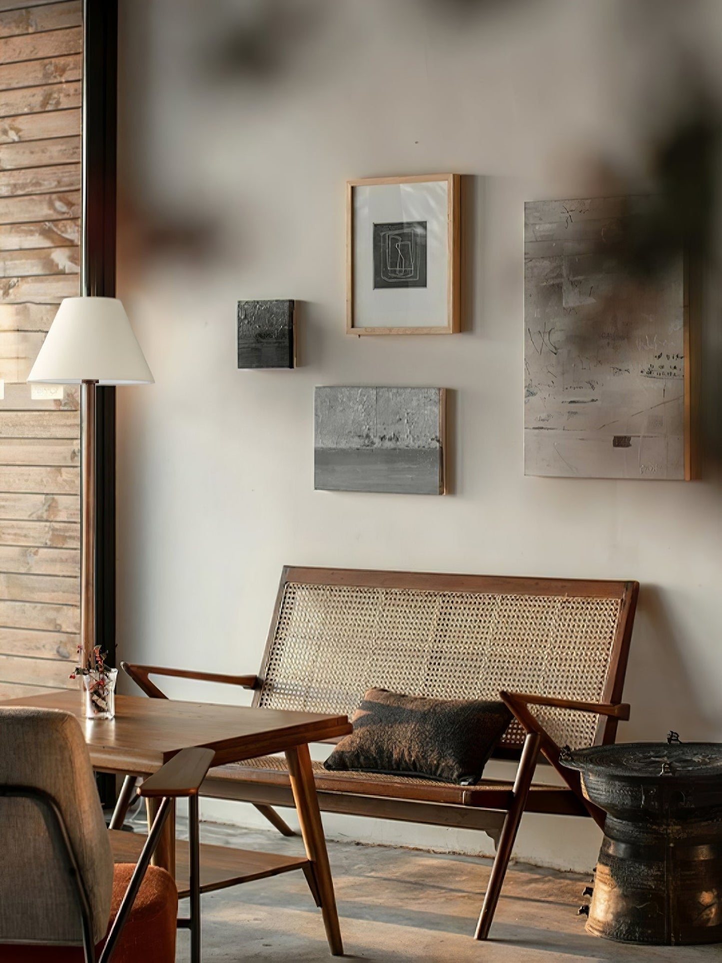 Final Strike Sculpted Wood Floor Lamp