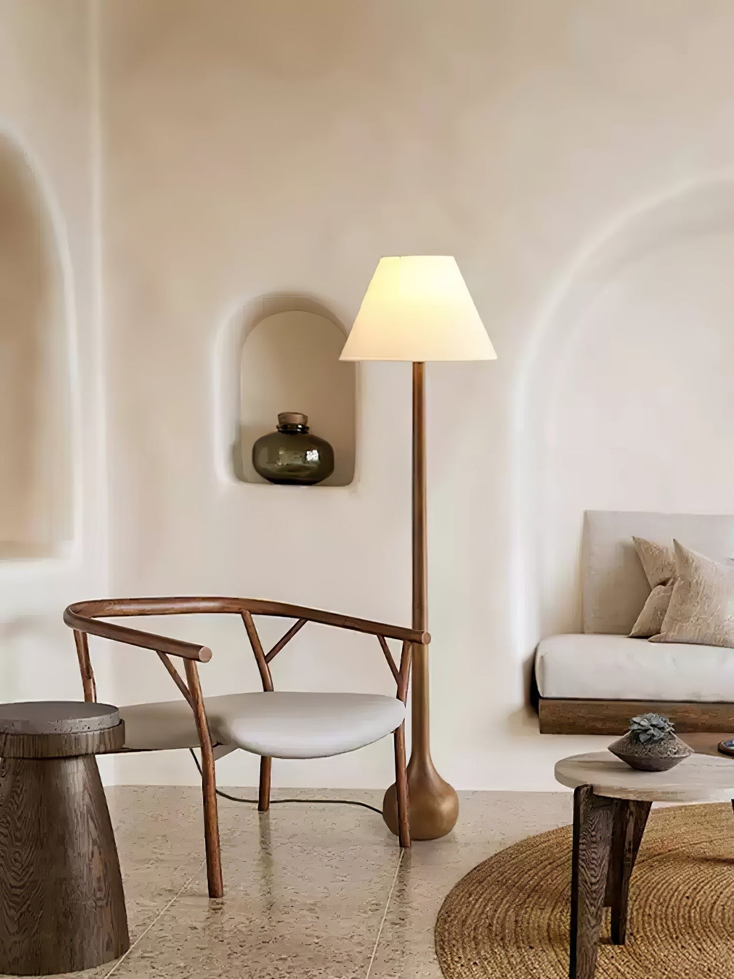 Final Strike Sculpted Wood Floor Lamp