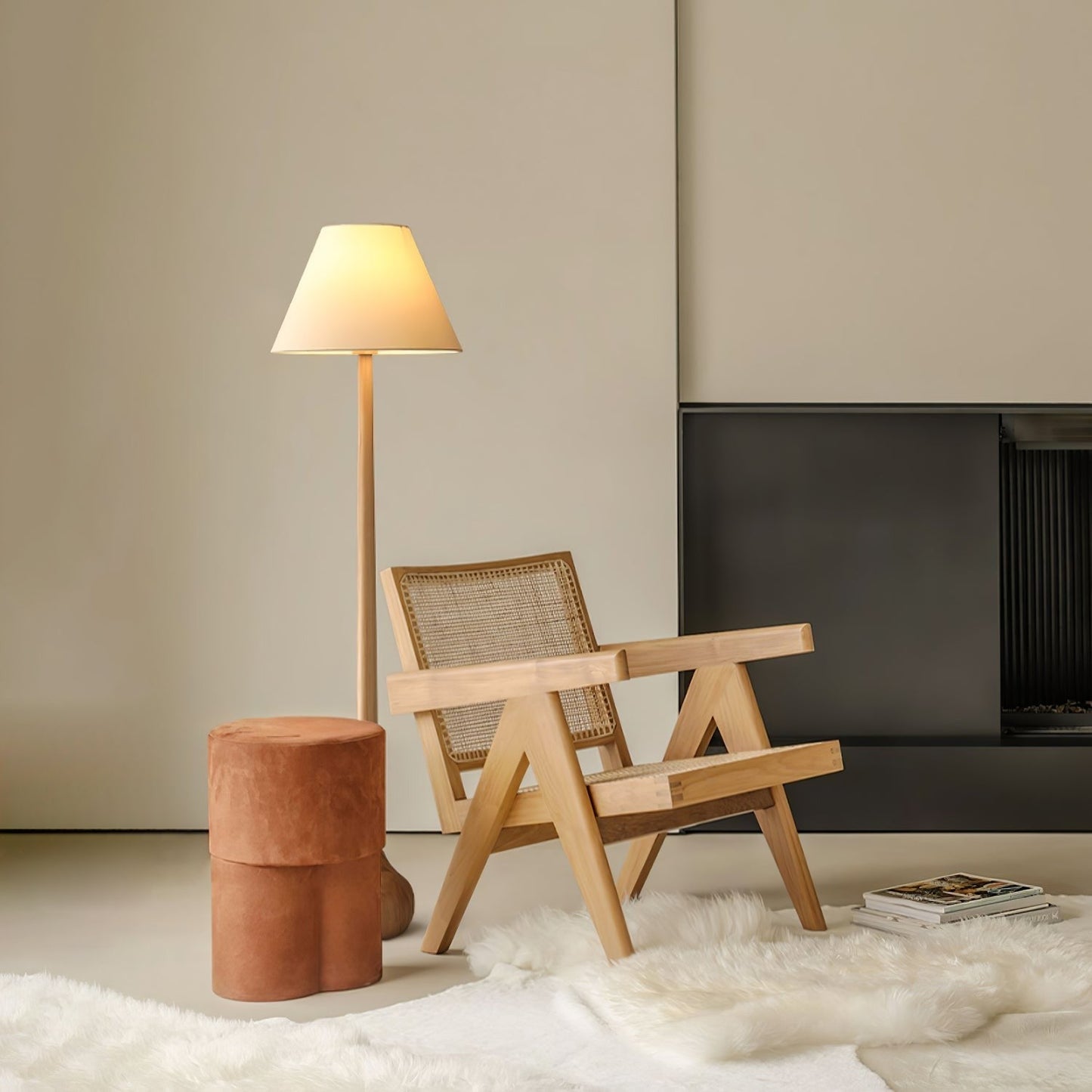 Final Strike Sculpted Wood Floor Lamp