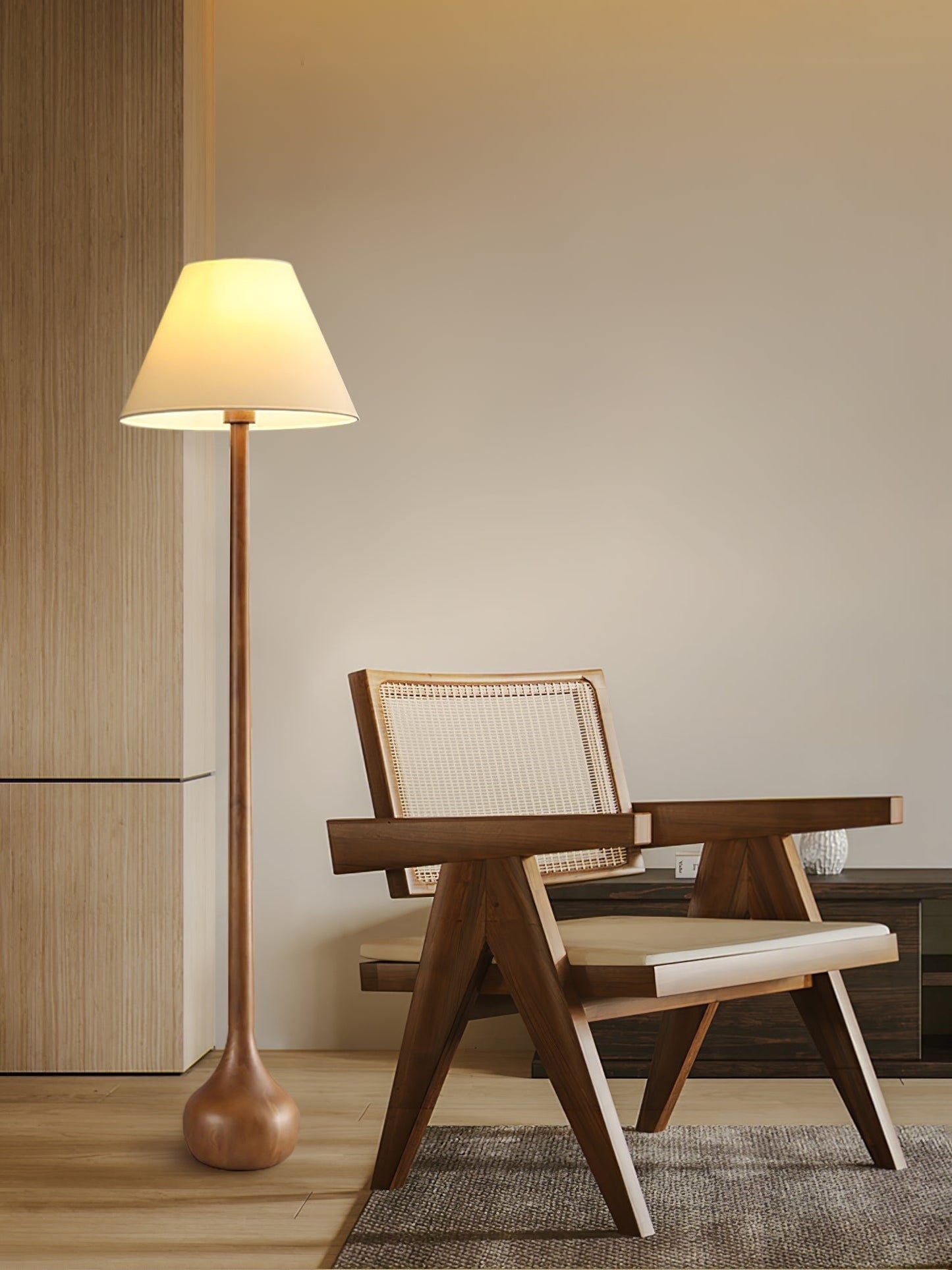 Final Strike Sculpted Wood Floor Lamp