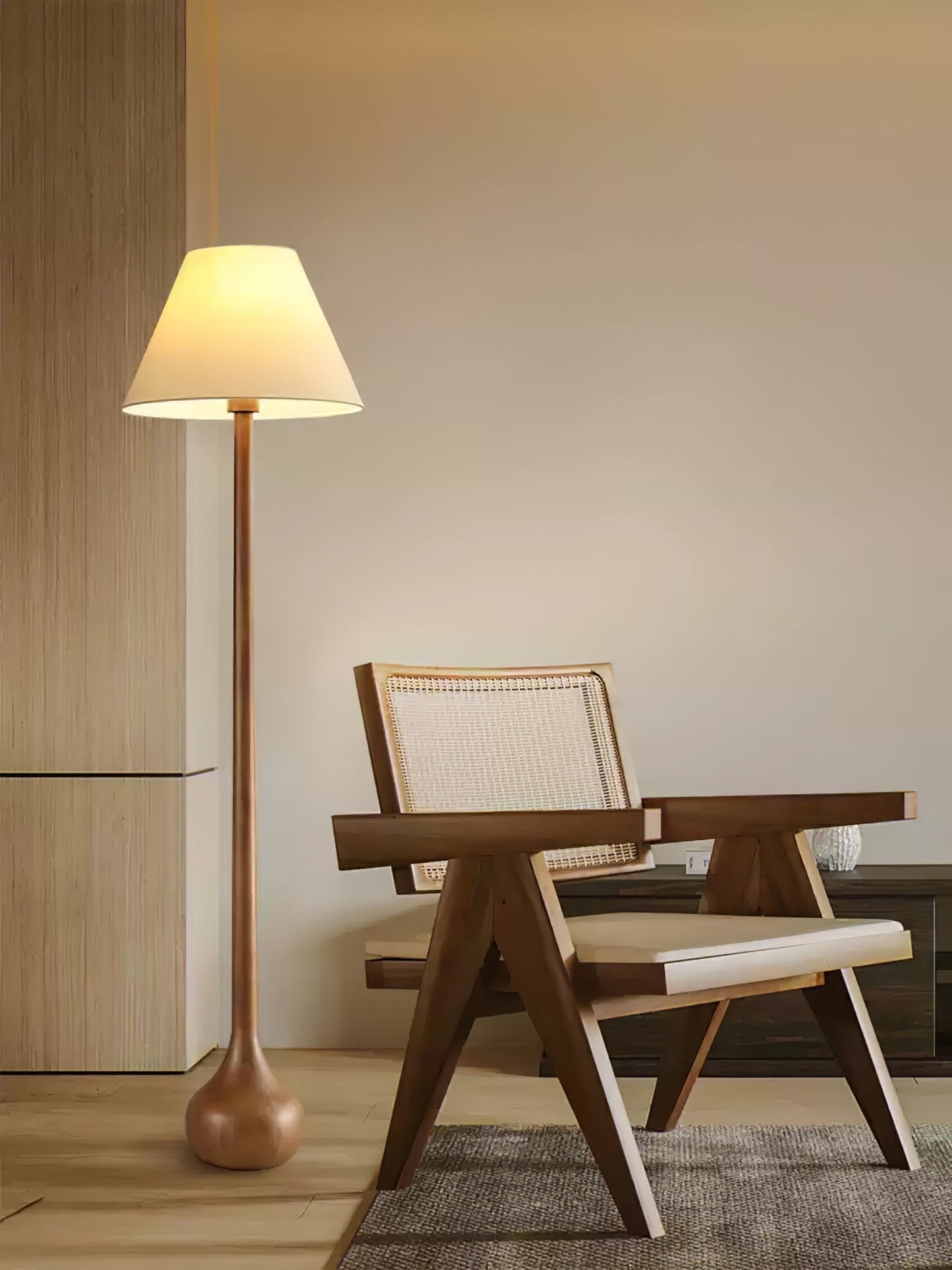 Final Strike Sculpted Wood Floor Lamp