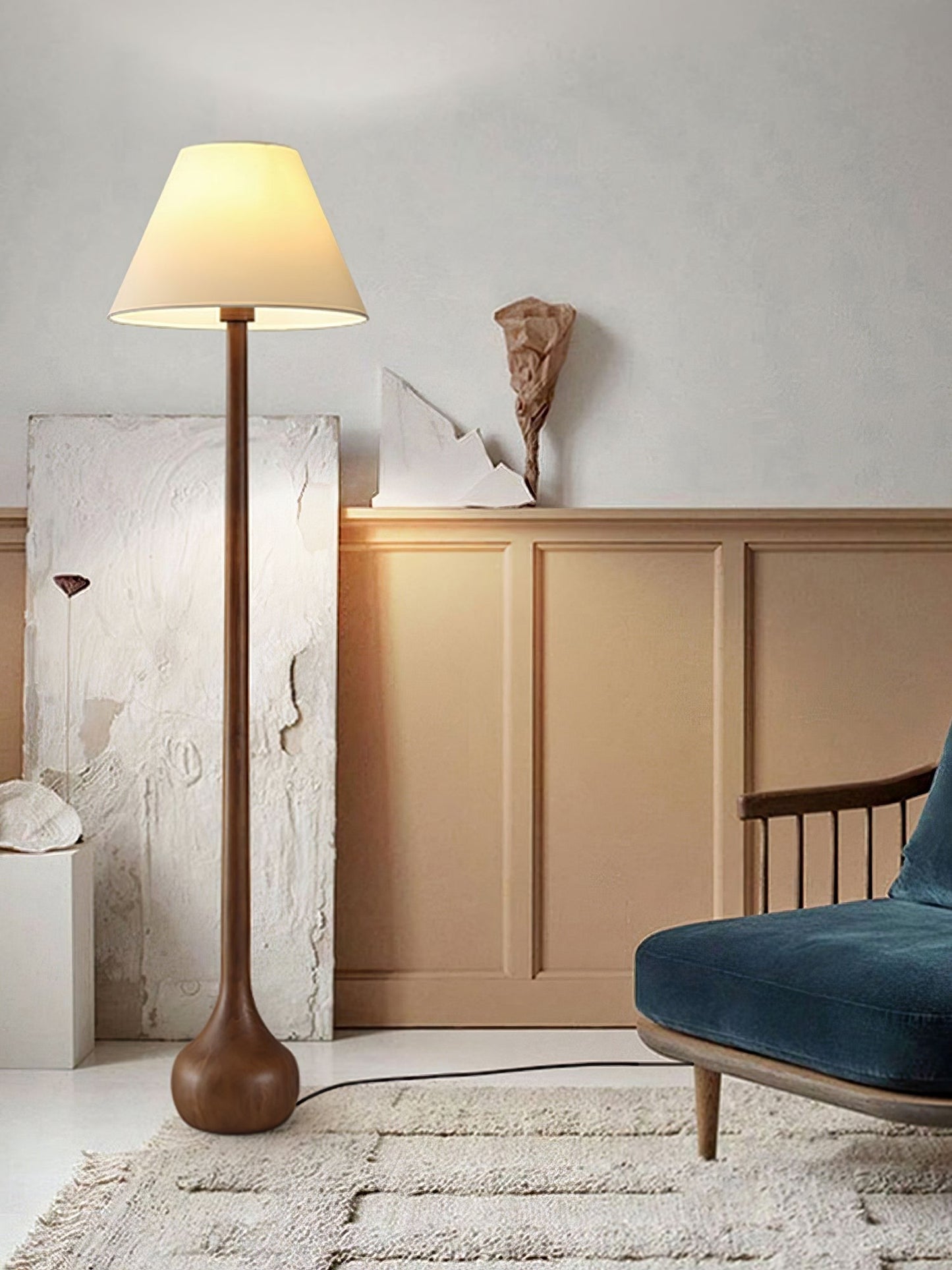 Final Strike Sculpted Wood Floor Lamp