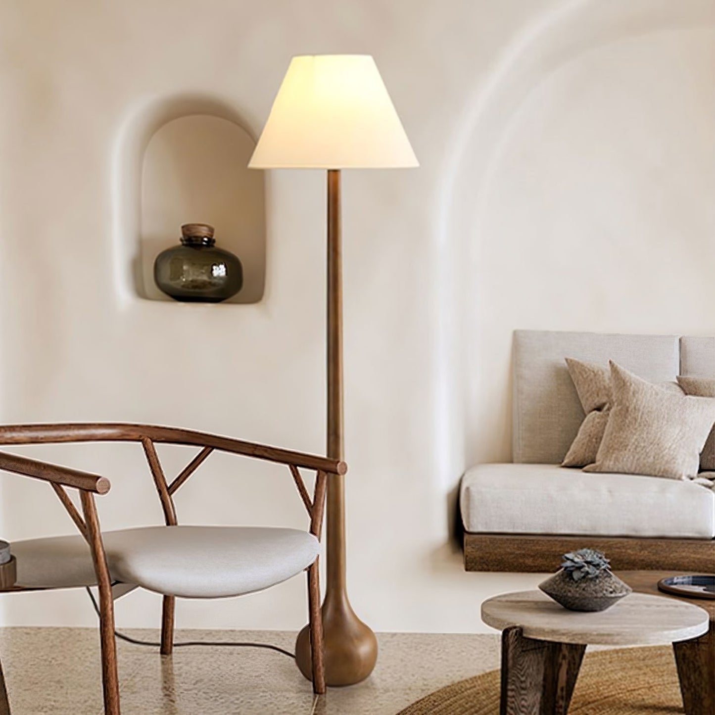 Final Strike Sculpted Wood Floor Lamp