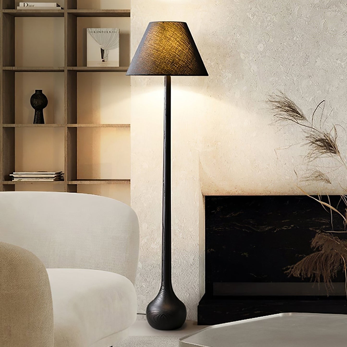 Final Strike Sculpted Wood Floor Lamp