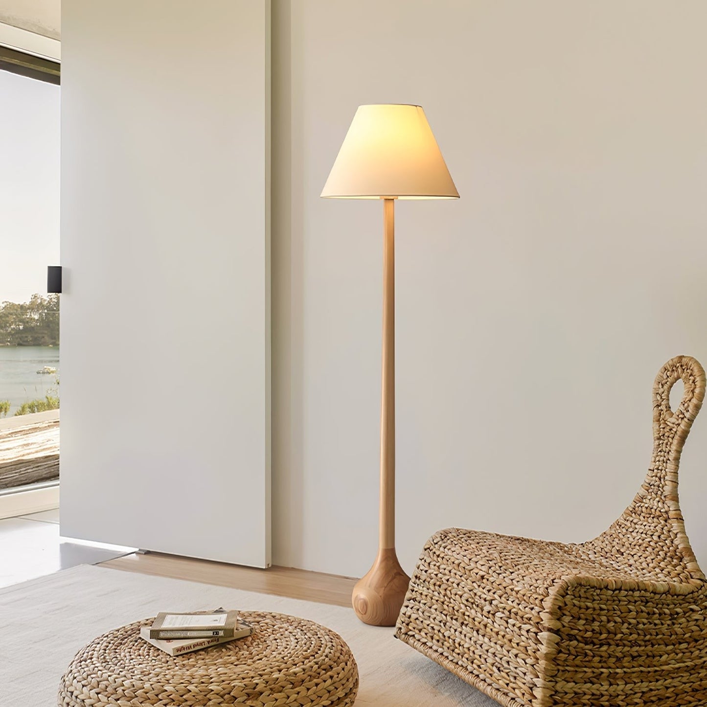 Final Strike Sculpted Wood Floor Lamp