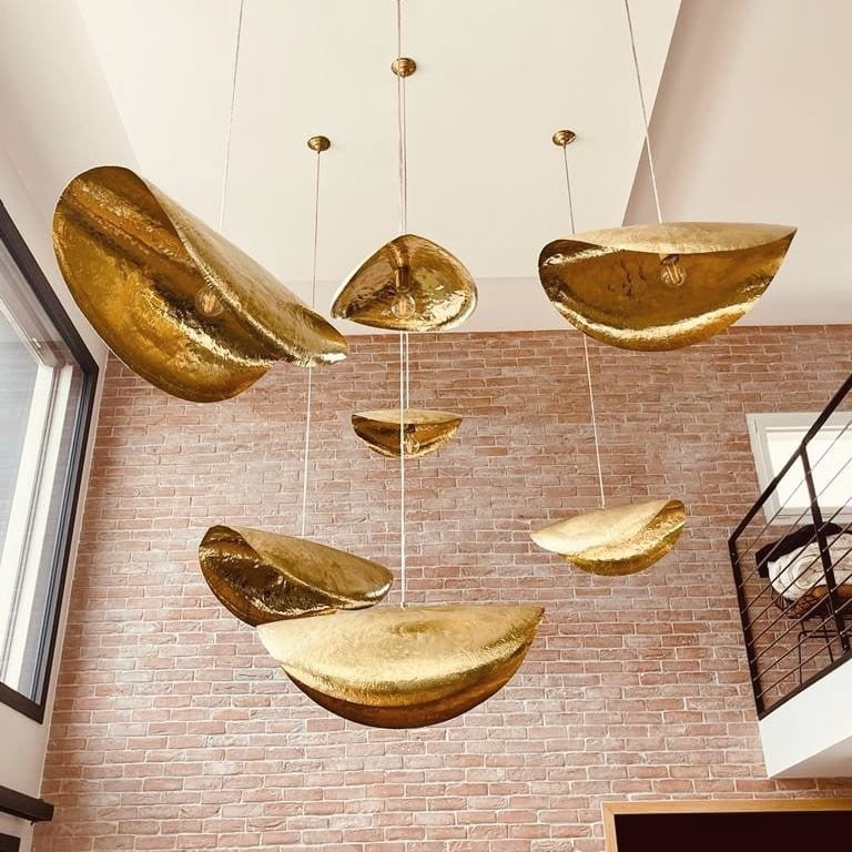 Hammered Brass Statement Pendant Light