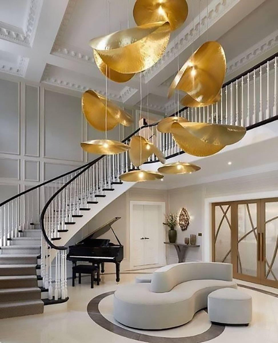 Hammered Brass Statement Pendant Light