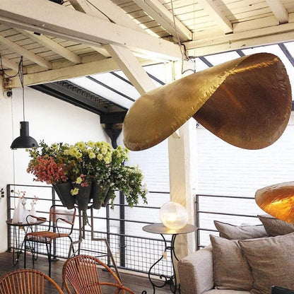 Hammered Brass Statement Pendant Light