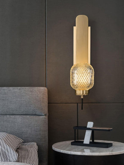 Ison Brass Textured Glass Wall Light
