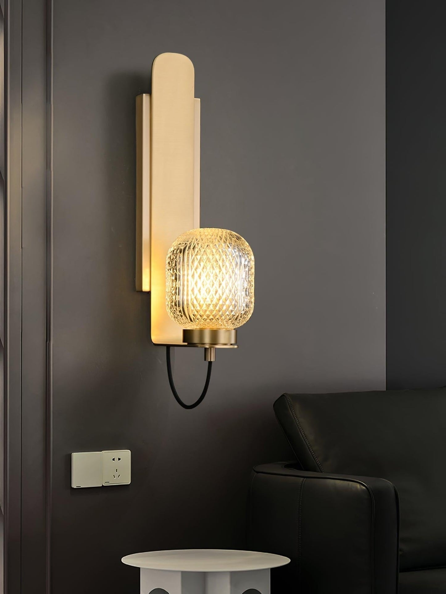 Ison Brass Textured Glass Wall Light