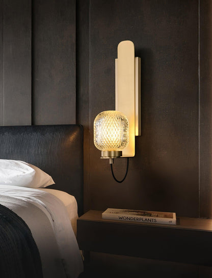 Ison Brass Textured Glass Wall Light