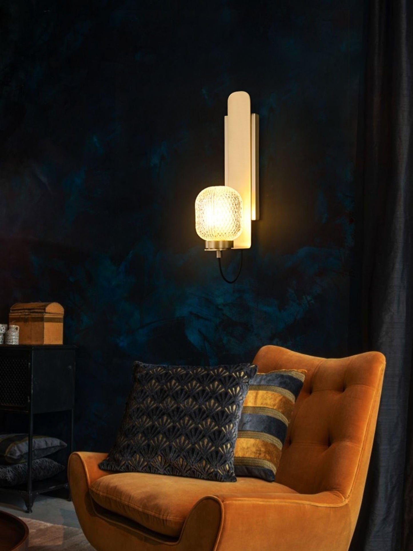Ison Brass Textured Glass Wall Light
