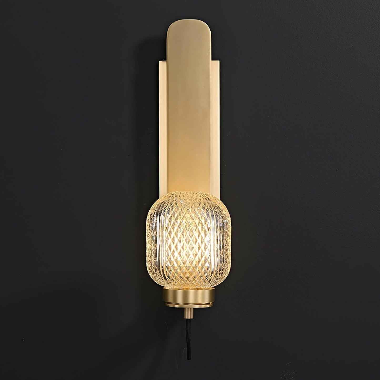 Ison Brass Textured Glass Wall Light