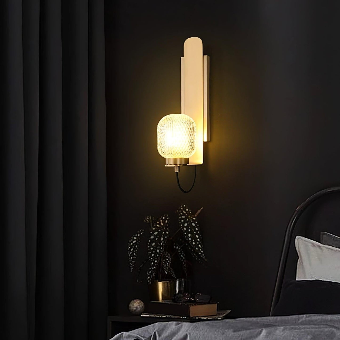 Ison Brass Textured Glass Wall Light