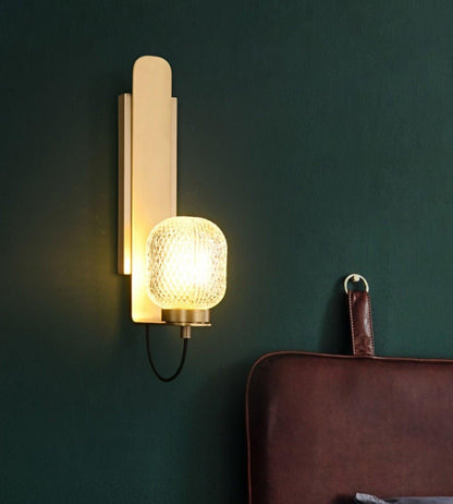 Ison Brass Textured Glass Wall Light
