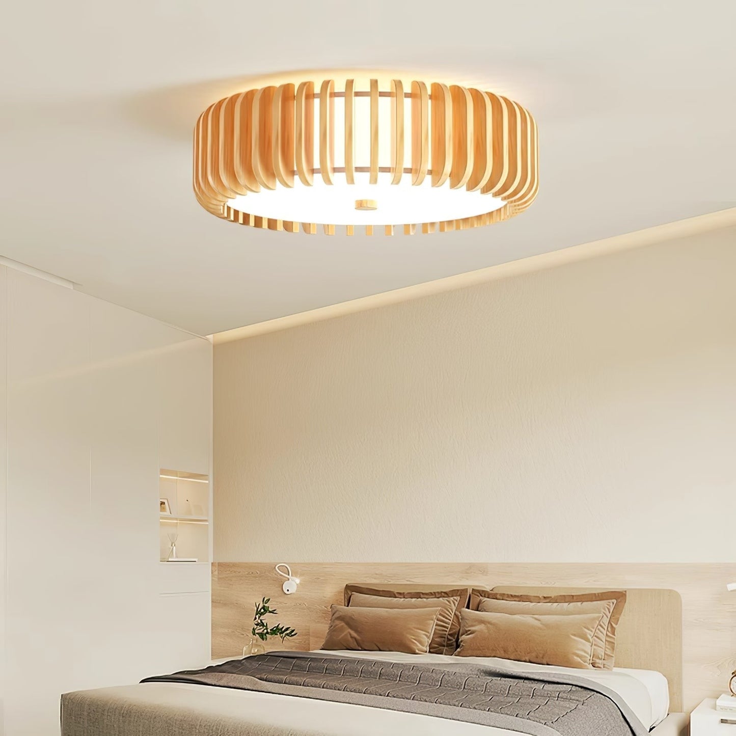 Oakflare Slatted Wood Ceiling Lamp