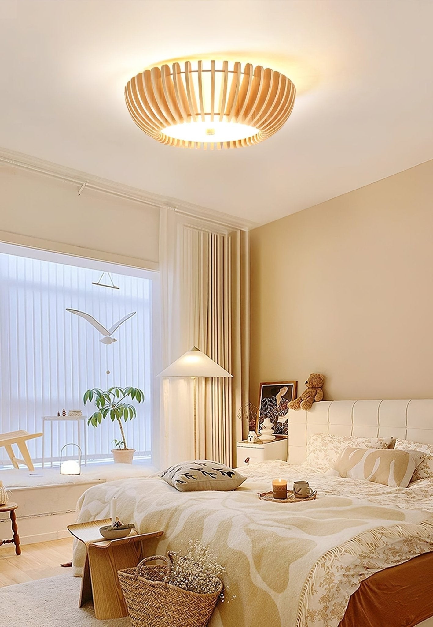 Oakflare Slatted Wood Ceiling Lamp