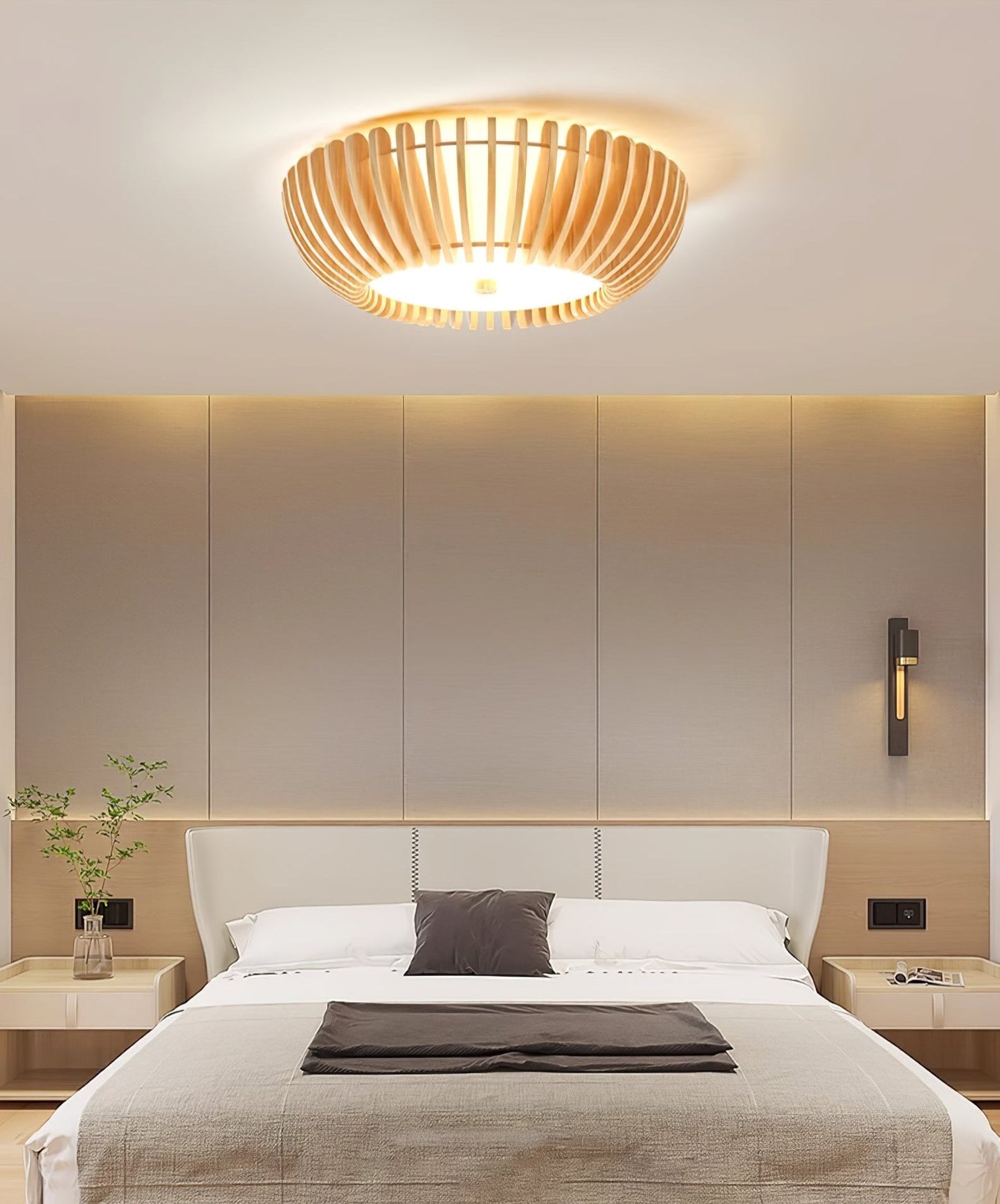 Oakflare Slatted Wood Ceiling Lamp