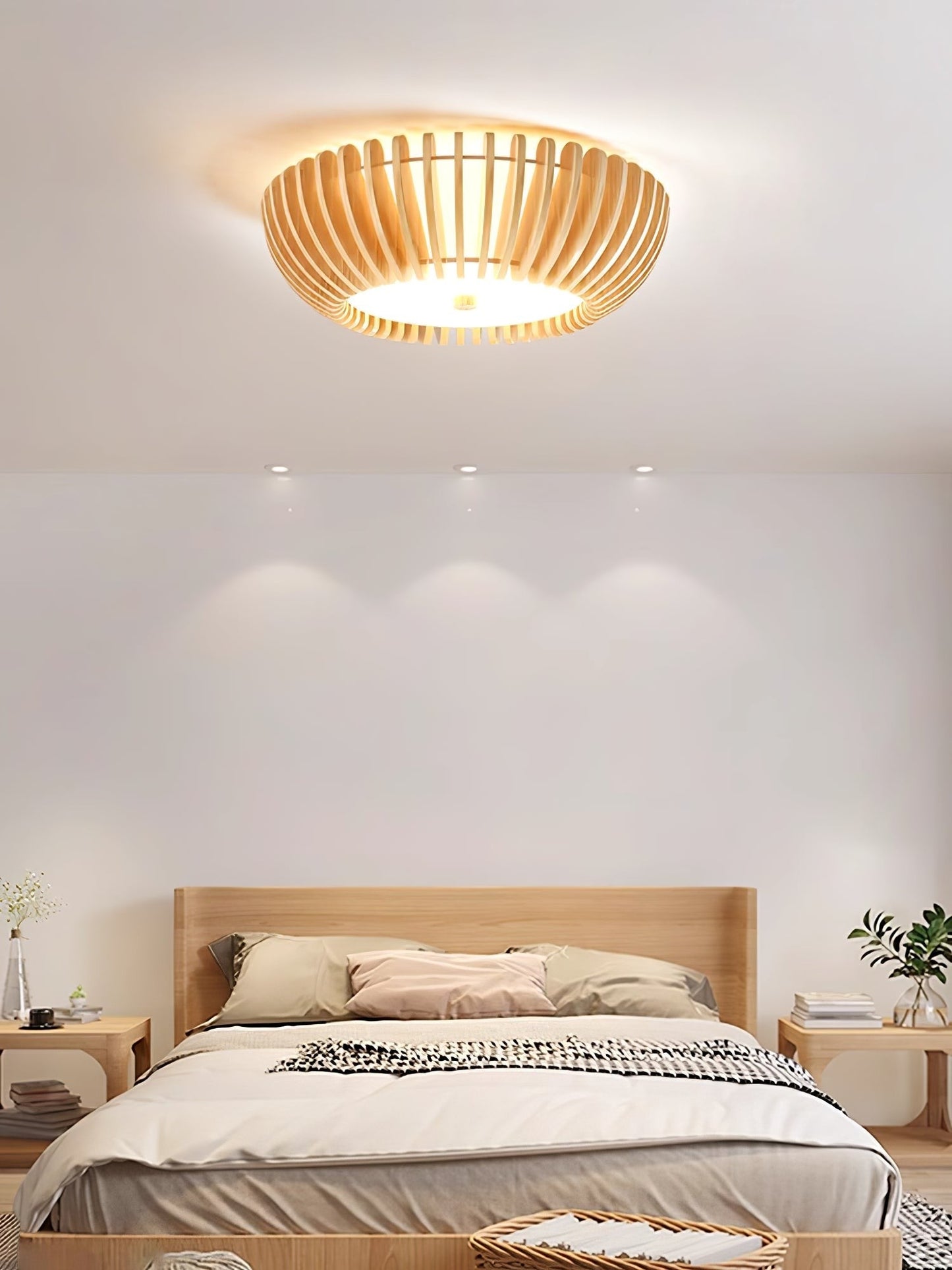 Oakflare Slatted Wood Ceiling Lamp