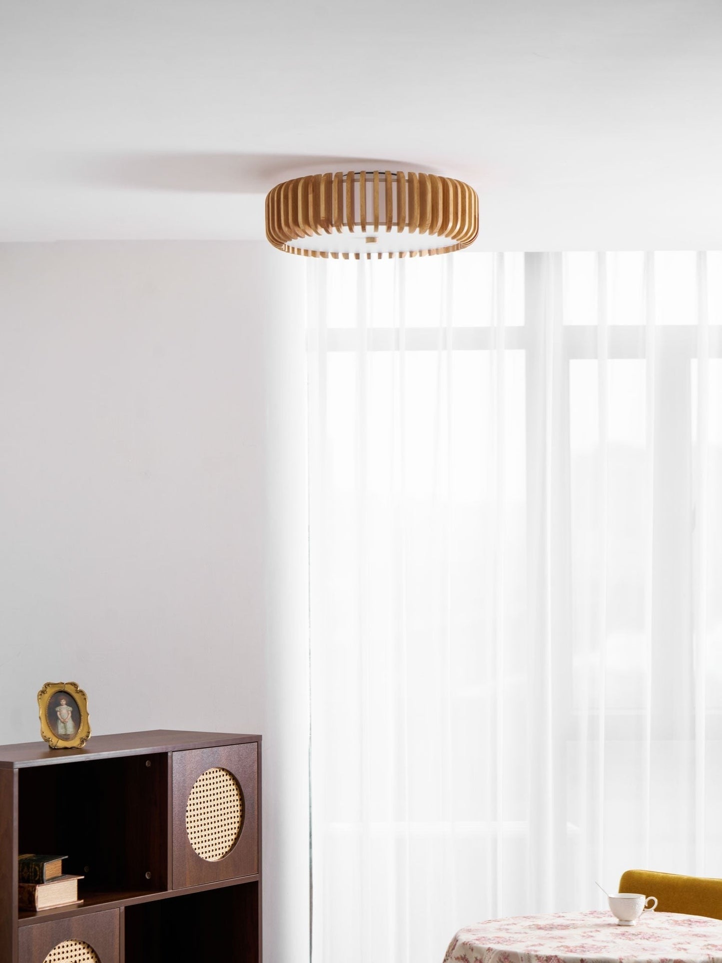 Oakflare Slatted Wood Ceiling Lamp
