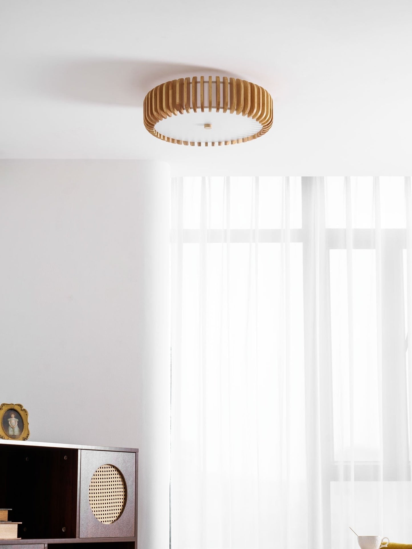 Oakflare Slatted Wood Ceiling Lamp