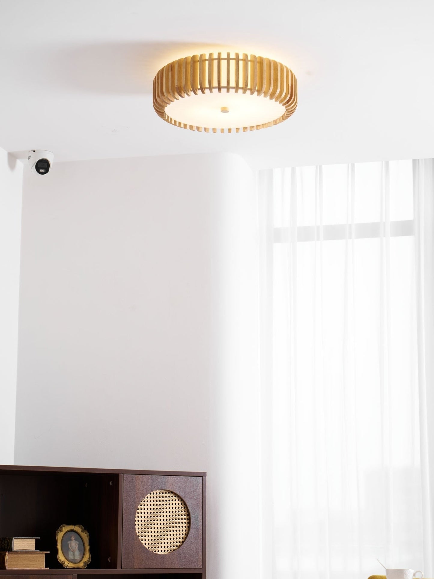 Oakflare Slatted Wood Ceiling Lamp