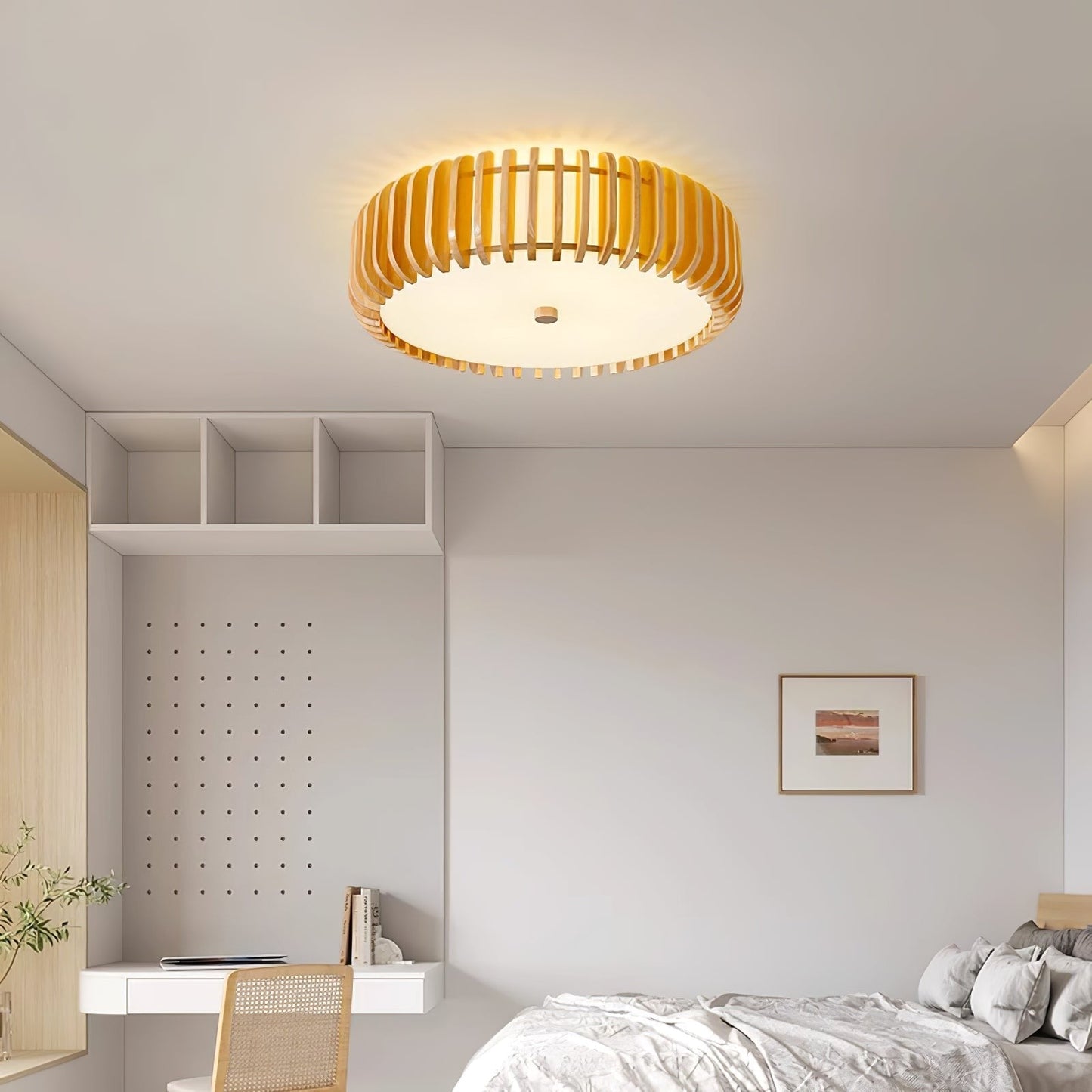Oakflare Slatted Wood Ceiling Lamp