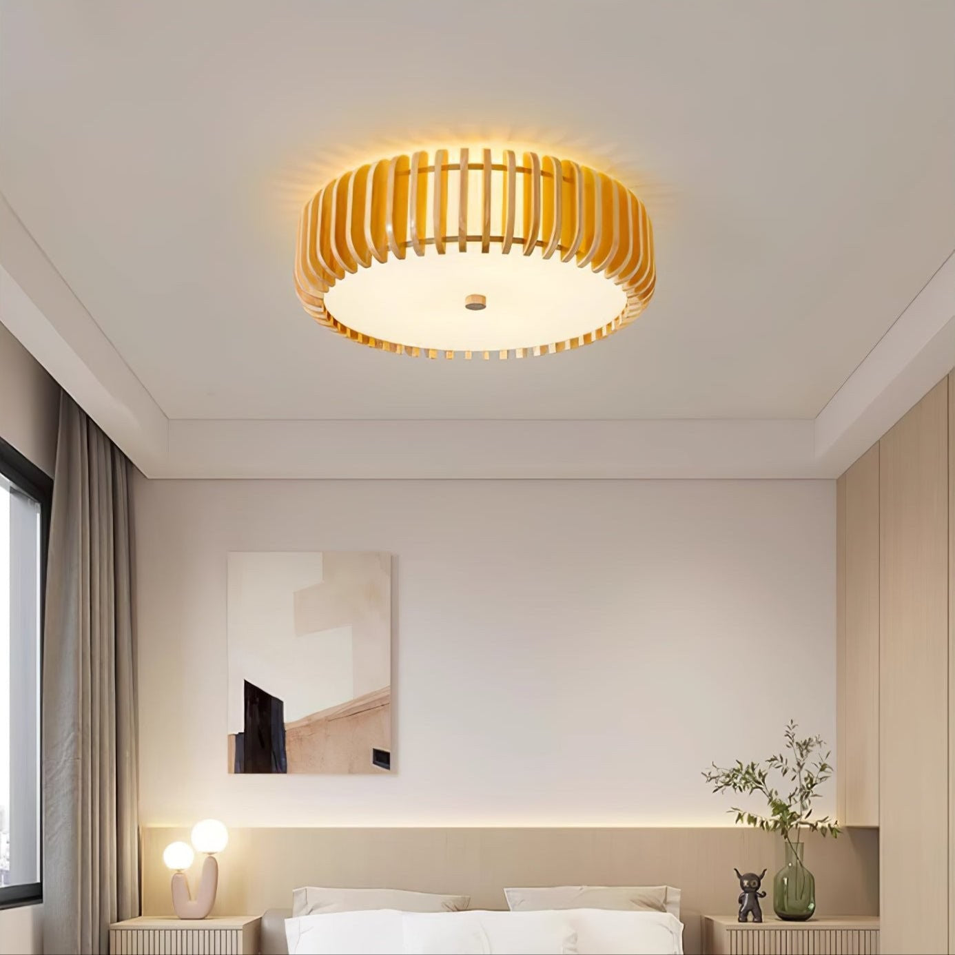 Oakflare Slatted Wood Ceiling Lamp
