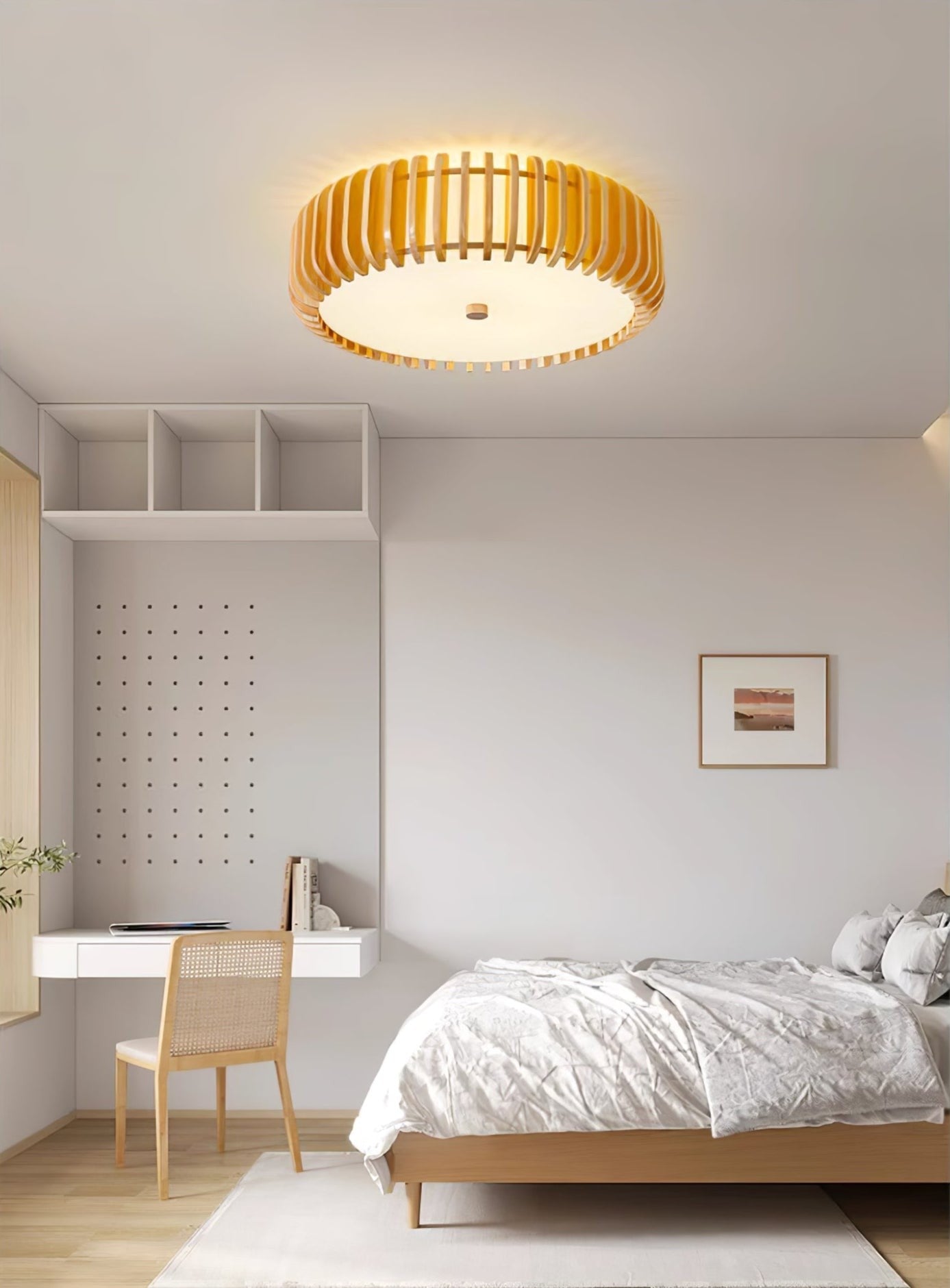 Oakflare Slatted Wood Ceiling Lamp
