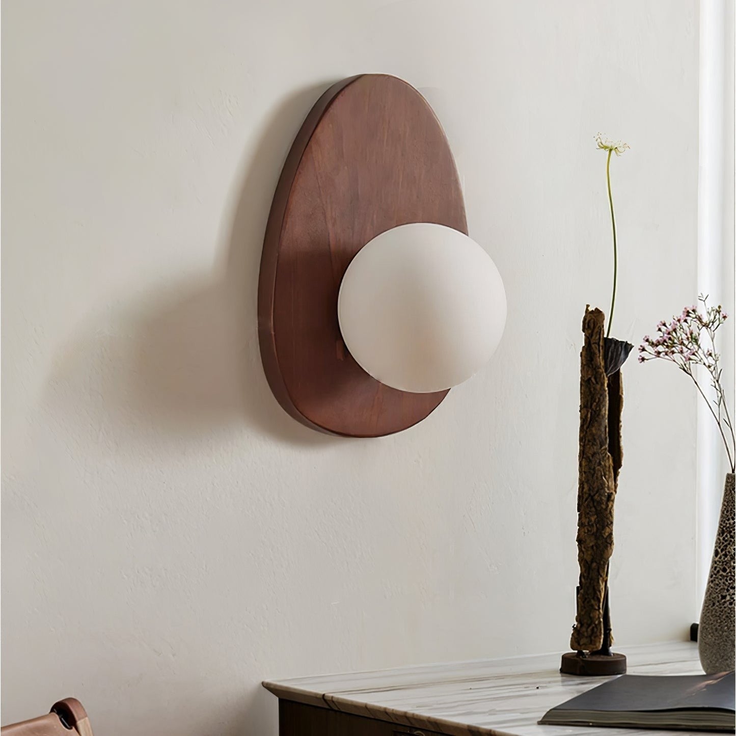Orba Walnut Globe Wall Lamp