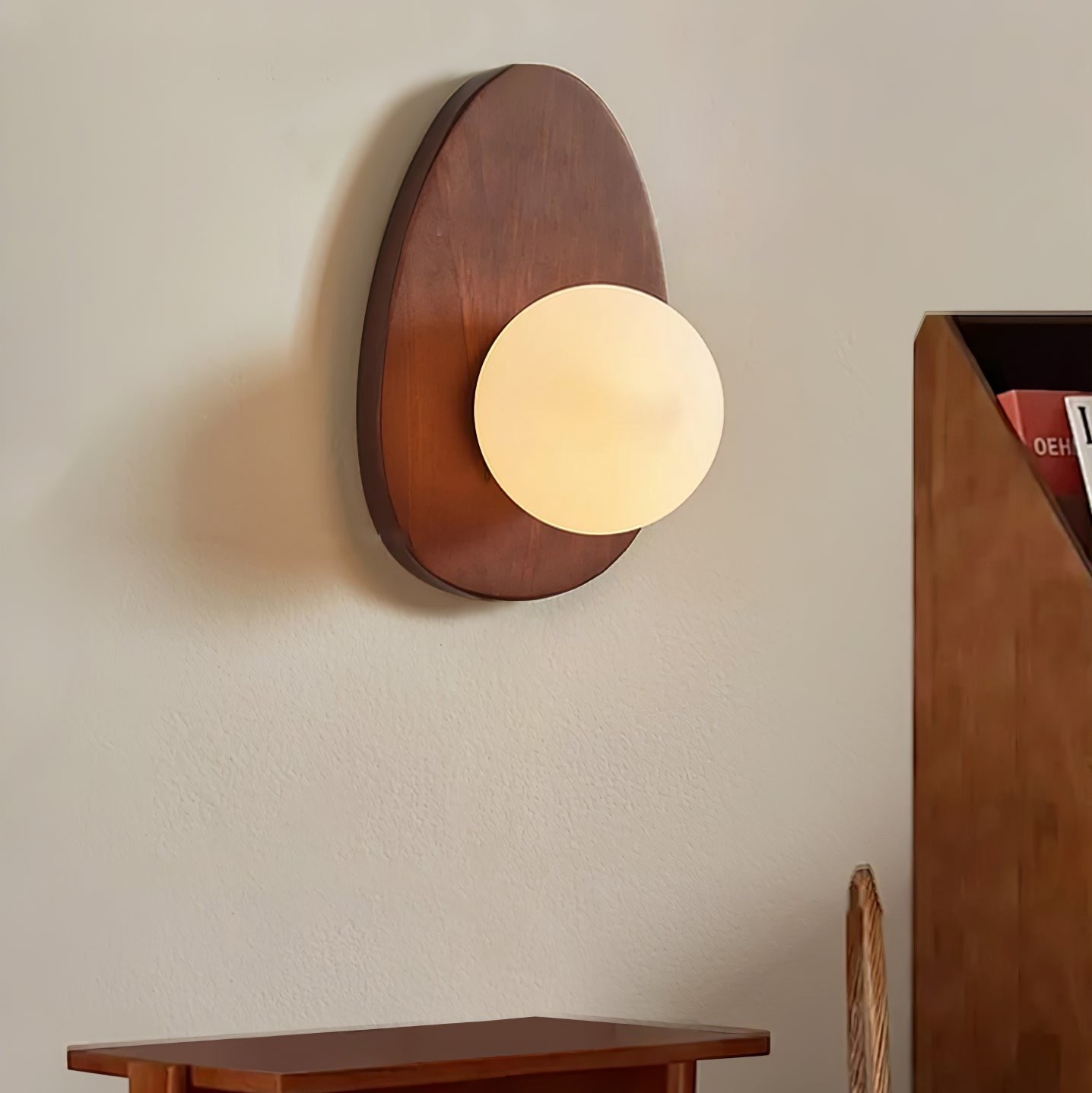 Orba Walnut Globe Wall Lamp