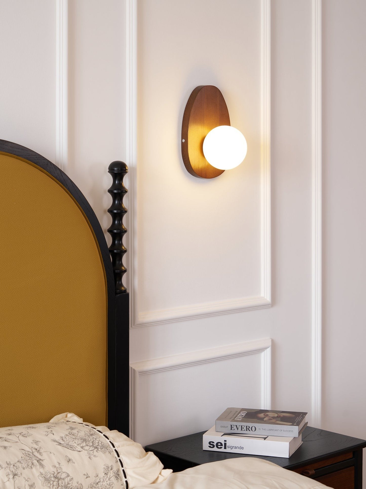 Orba Walnut Globe Wall Lamp