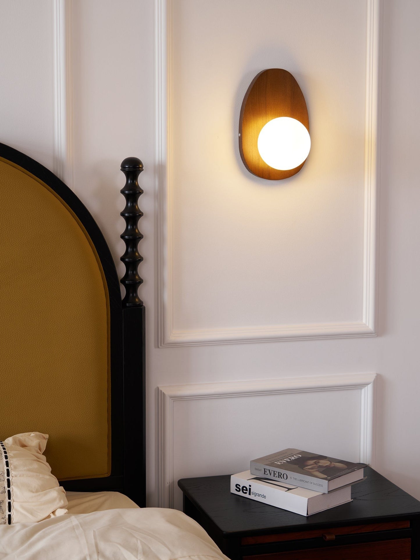 Orba Walnut Globe Wall Lamp