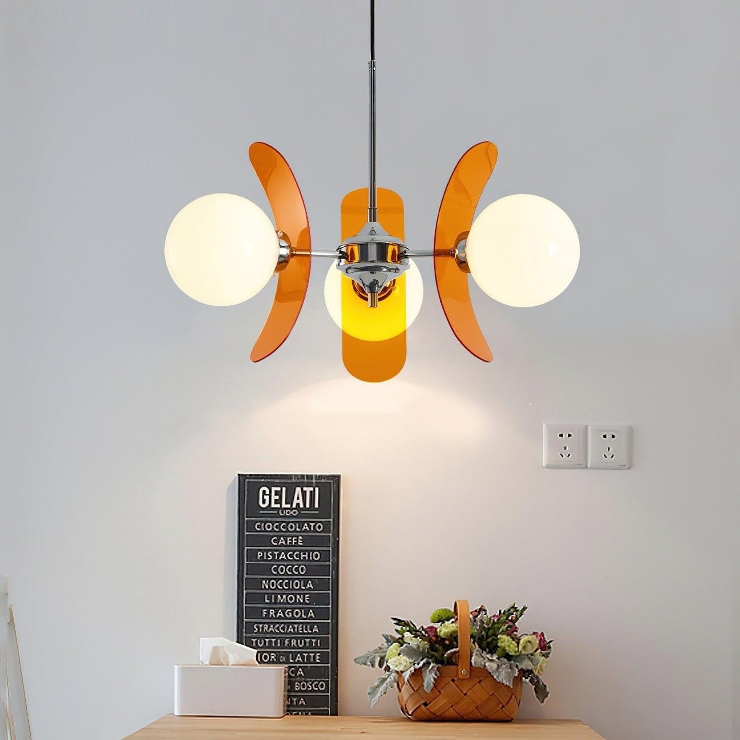 Phosphorescent Glass Arm Chandelier