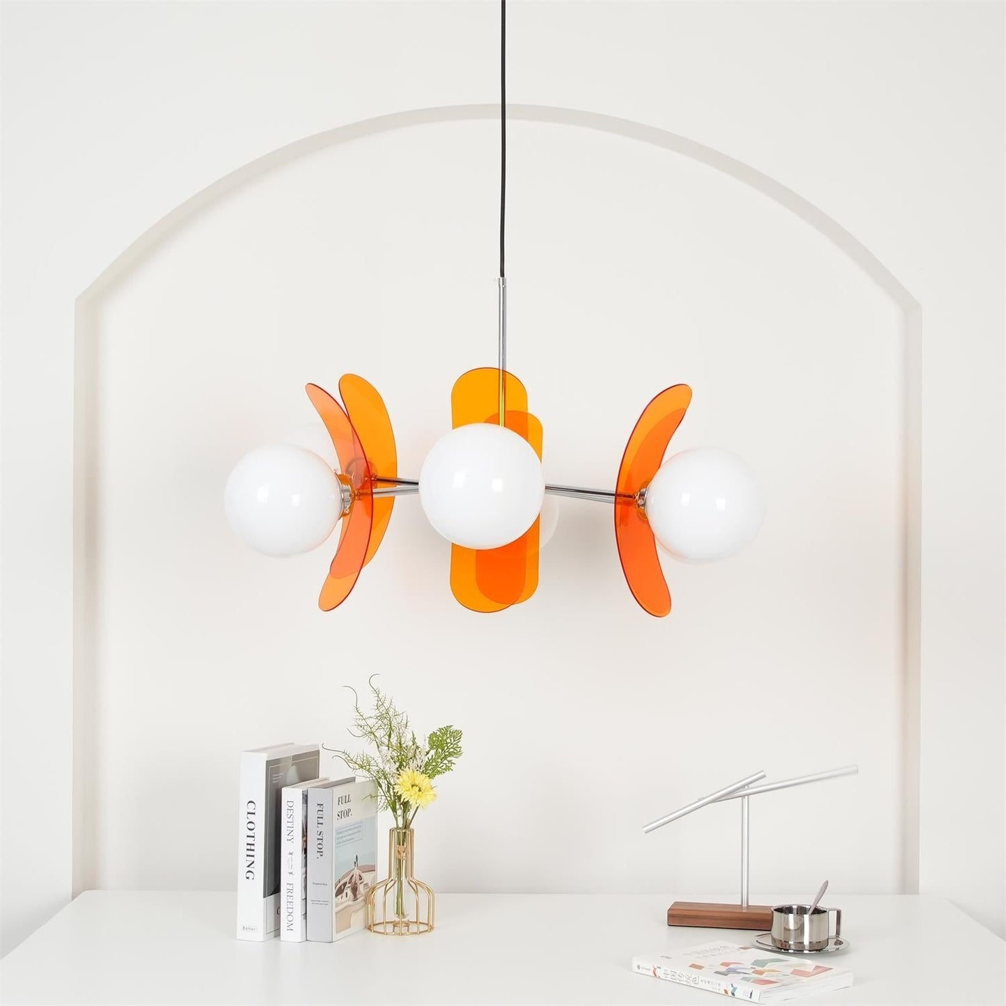 Phosphorescent Glass Arm Chandelier