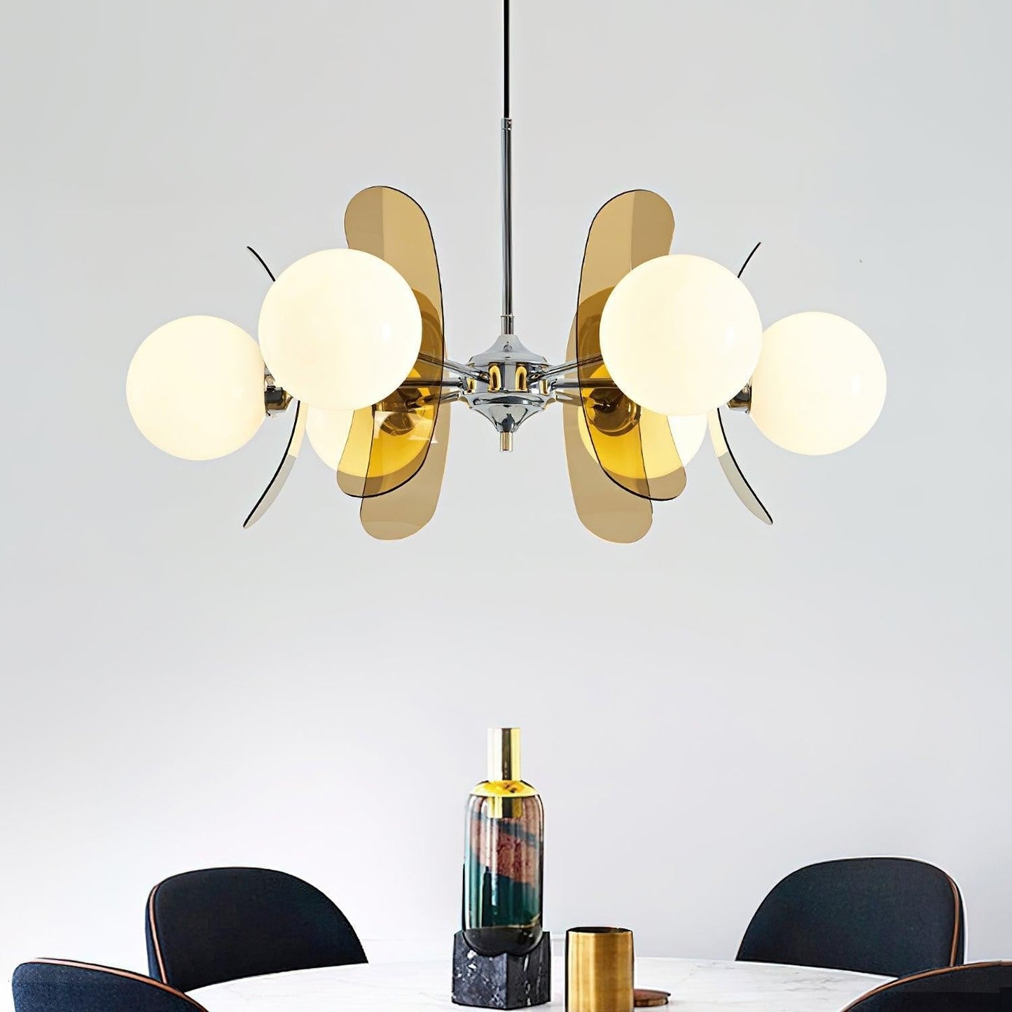 Phosphorescent Glass Arm Chandelier