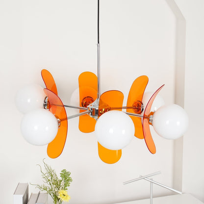 Phosphorescent Glass Arm Chandelier
