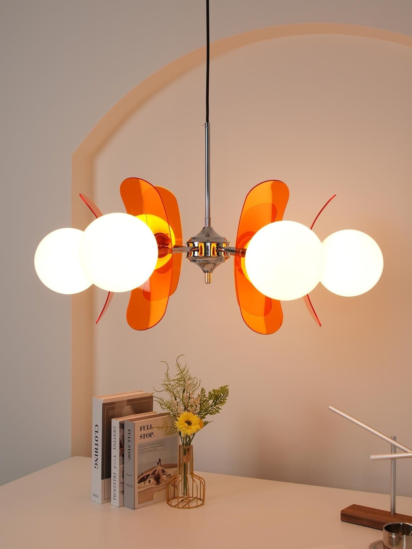 Phosphorescent Glass Arm Chandelier